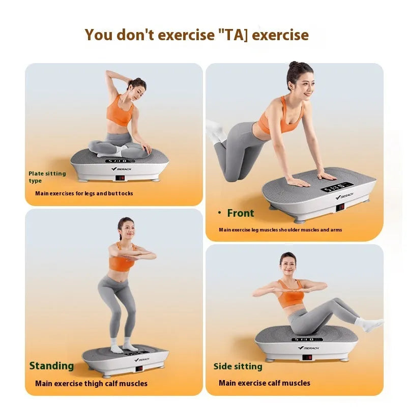 Grey smart power plate fitness board showing platform surface and control panel with dimensions 58cm by 38cm