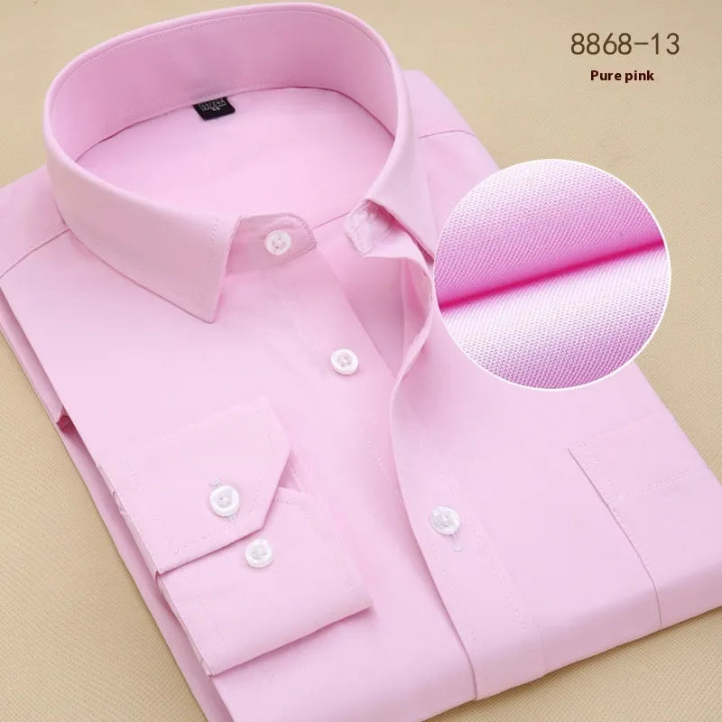 Men's regular fit cotton business shirt in solid colour with long sleeves for professional work wear