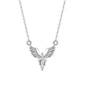 Sterling silver eagle pendant necklace with O-ring chain in white gold or yellow gold electroplated finish