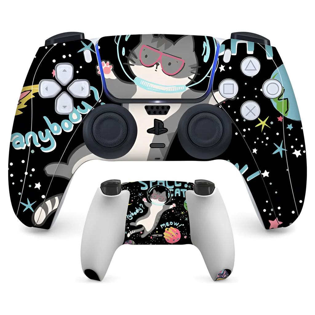 PS5 controller protective stickers set with micro-frosted PVC surface showing front and back pieces