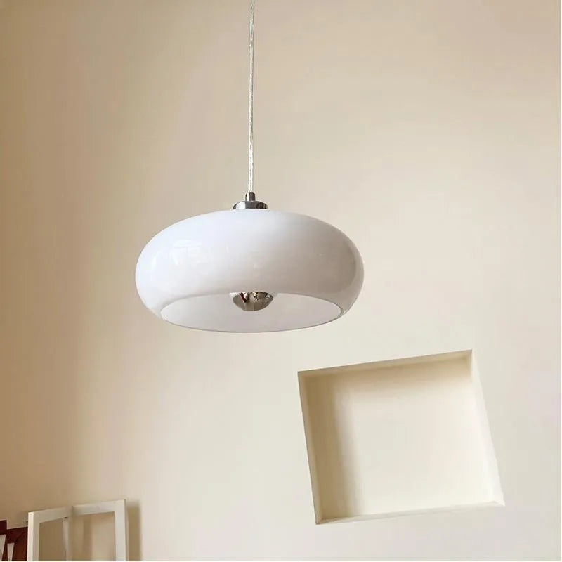 Bauhaus three headed egg tart pendant light in milk white glass for retro ceiling lighting