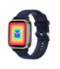 Aluminium alloy smartwatch on wrist showing heart rate and call functions in blue, pink, black, or green.
