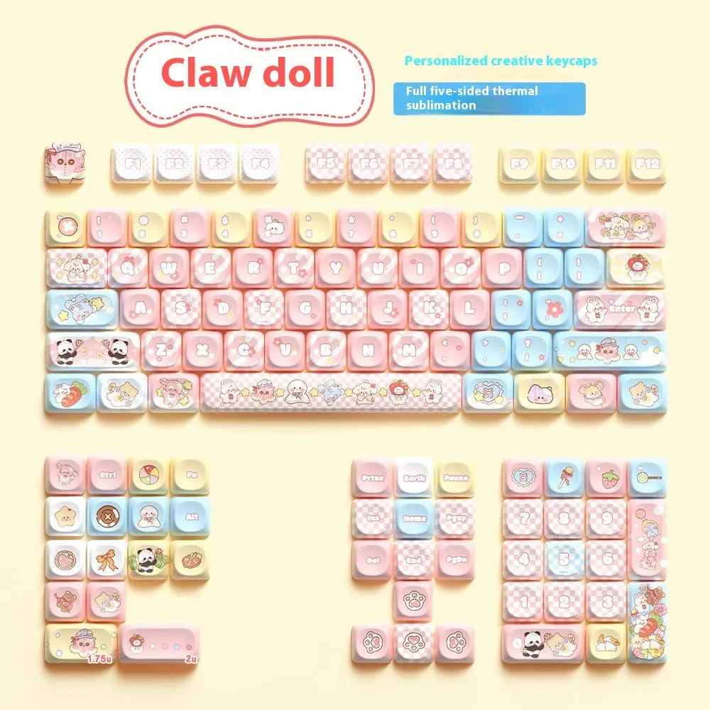 Clip Doll mechanical keyboard keycaps with sublimation printed cute designs for keyboard customisation