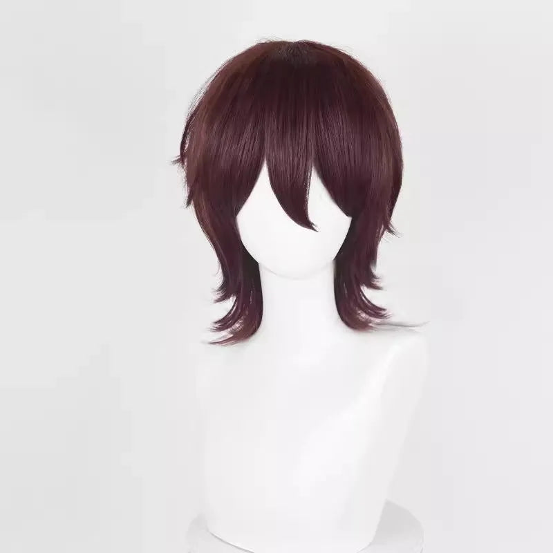 Men's short anime cosplay wig in multiple colours made from heat-resistant synthetic fibre