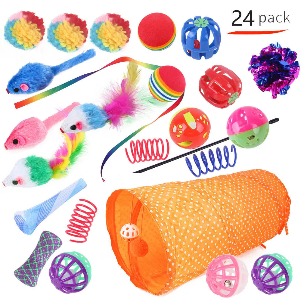 Plastic cat channel toy maze with colourful tracks and accessories for feline play