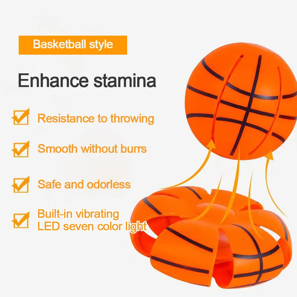 Glowing bouncy ball dog toy that transforms into flying disc for outdoor training