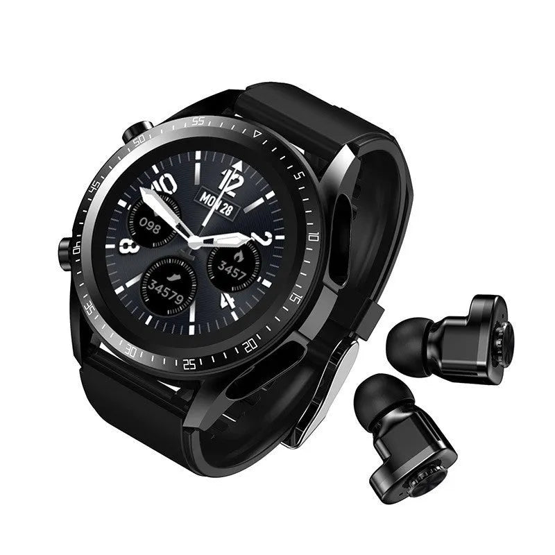 Black smart watch with blood pressure and oxygen monitoring on 1.28 inch screen