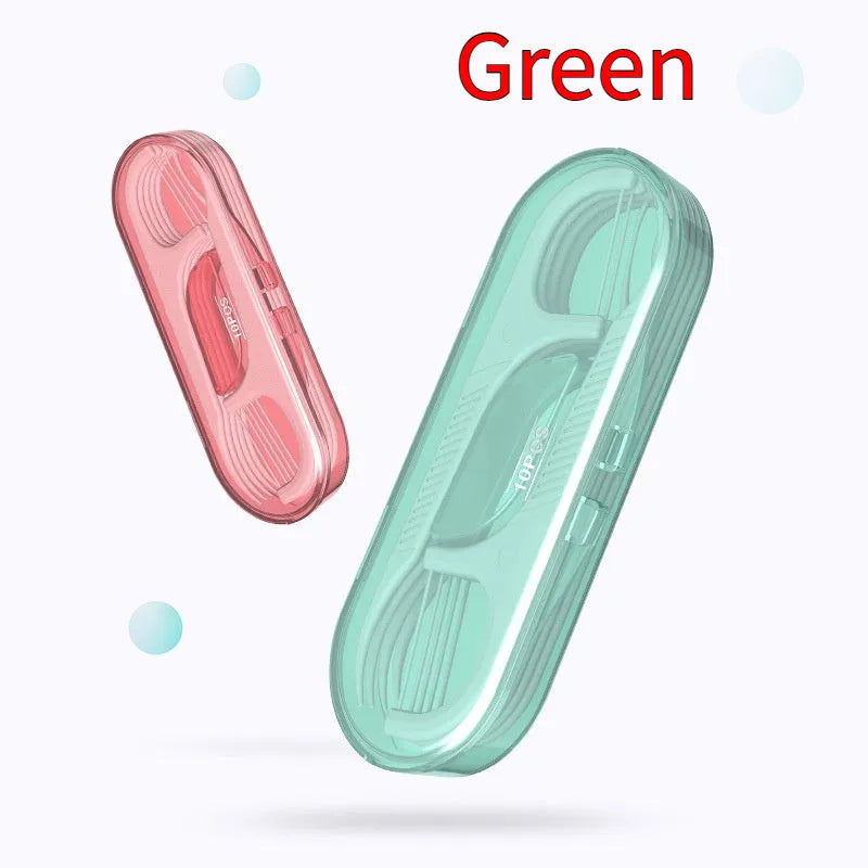 Independently packaged dental floss with 100 single-use packets in portable plastic bag