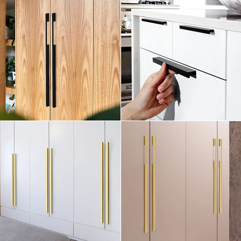 Gold modern T-shape aluminium cabinet handle for single-hole installation