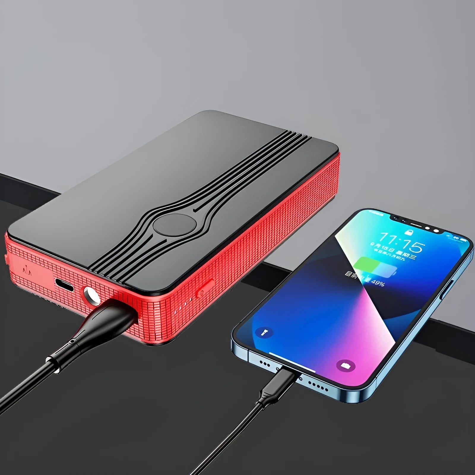 K4-E automobile emergency starting power supply with polymer cells for vehicle jump starting and USB charging