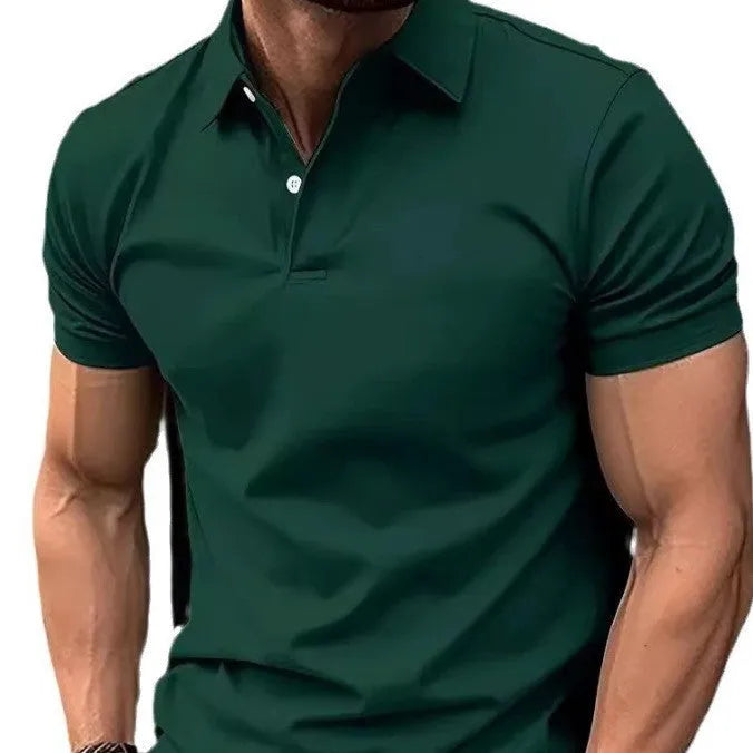 Men's slim fit solid colour cotton blend short sleeve button down shirt