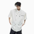 Men's loose fit short-sleeved casual shirt with lapel collar and splicing details in summer colours