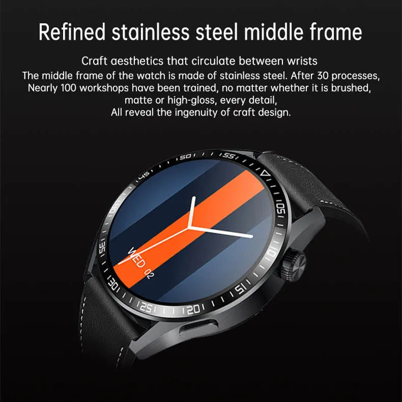 GS3 Max smartwatch with black silicone strap on a wrist, showing its 1.35-inch IPS touchscreen display.