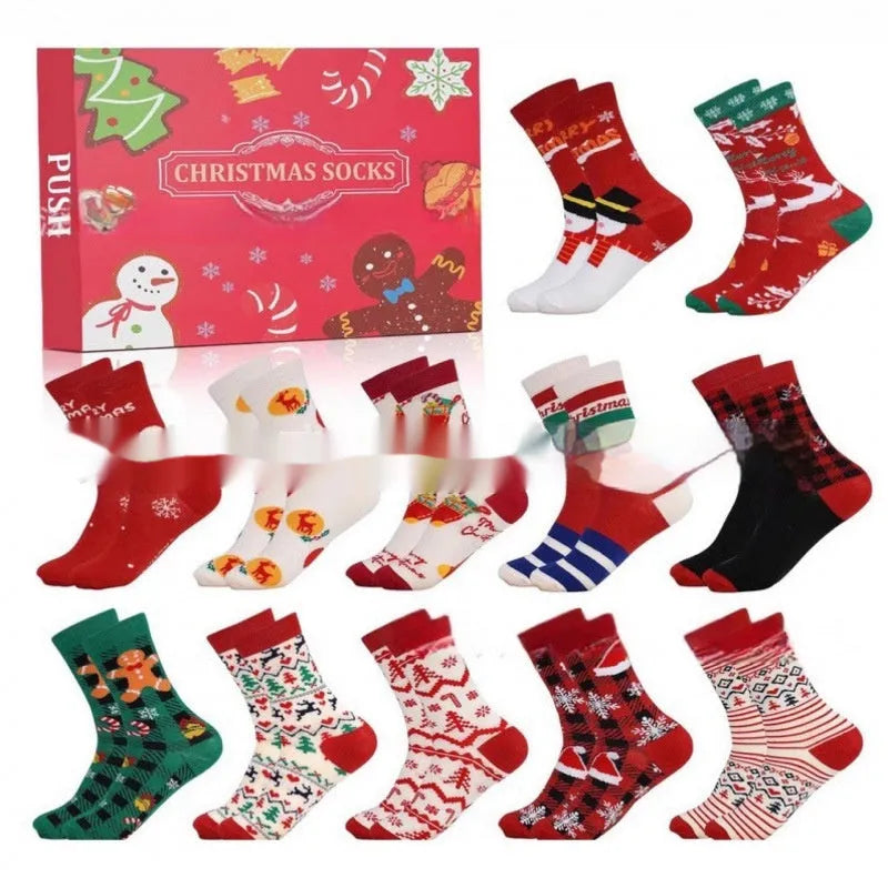 Miniature resin Christmas stocking ornament from a blind box, showing one of seven possible colour-coded styles for festive decor.