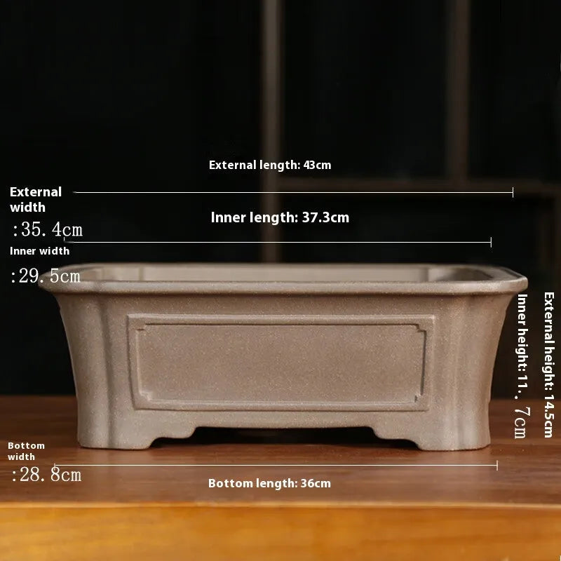 Purple sand rectangular antique style manger bonsai pot for indoor outdoor floor use