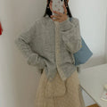 Korean artistic retro style sweater coat in viscose fibre fabric, loose-fitting cardigan design