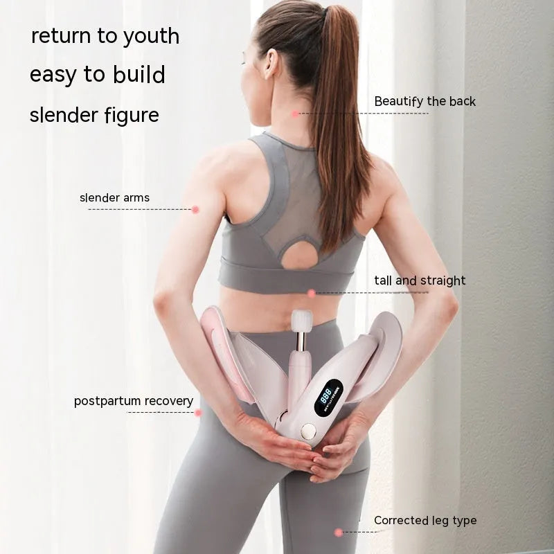 Grey pelvic floor muscle trainer with electronic display and resistance spring mechanism