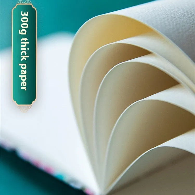 Feiluniao handmade fabric watercolour sketchbook with decorative cover, shown at 185mm length.