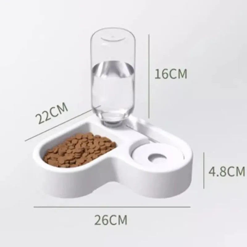 White automatic pet water fountain for cats and dogs on a floor.