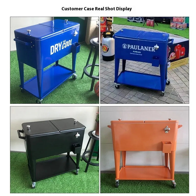 Red outdoor insulated trolley with metal heat preservation cart design and 750ml capacity