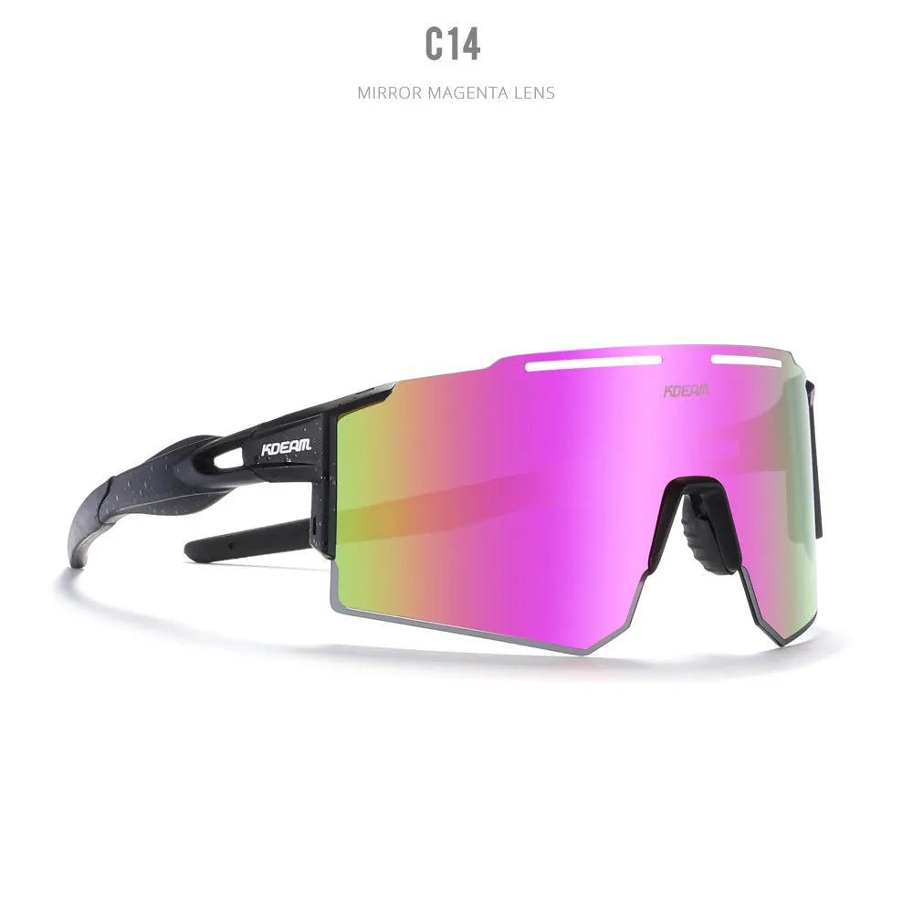 Polarised cycling sunglasses with frameless ultralight TR90 frames in a sporty style.