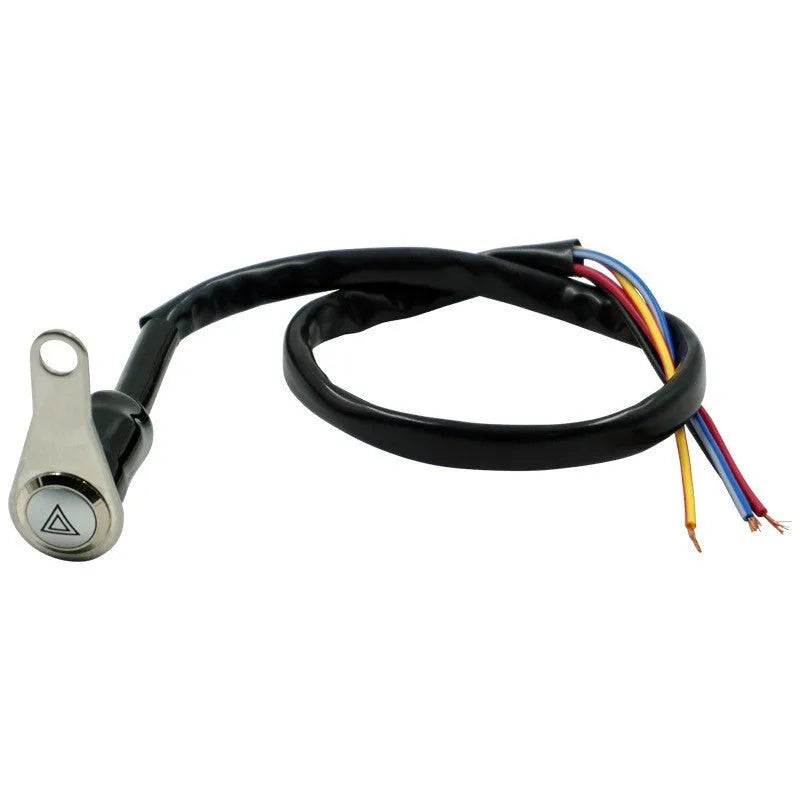 Black stainless steel motorcycle switch with metal button and illuminated light ring for double flash control