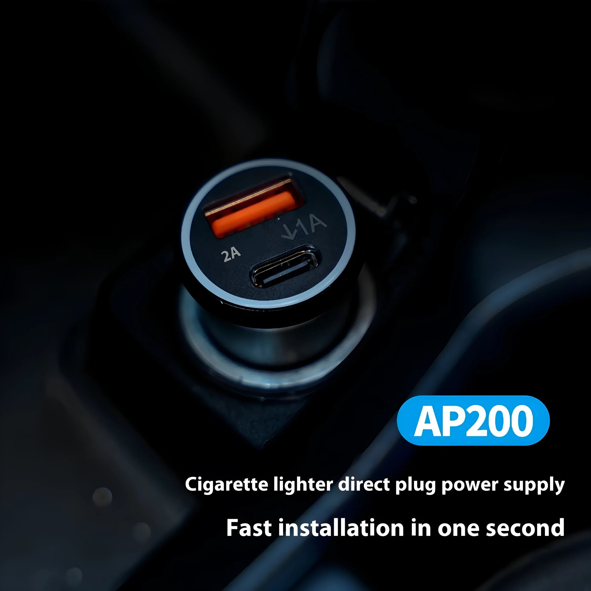 Black car GPS locator with magnetic base for cigarette lighter connection in vehicle