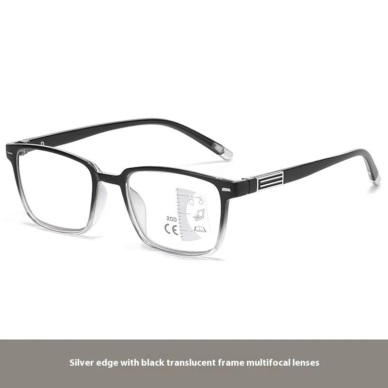 Multifocal reading glasses with anti blue light and colour-changing lenses in various frame colours