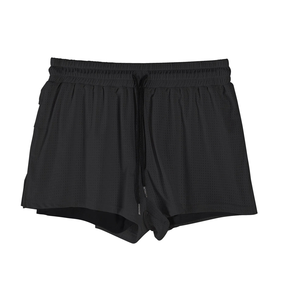 Men's quick-drying nylon summer shorts in black and white colours with mid-waist design