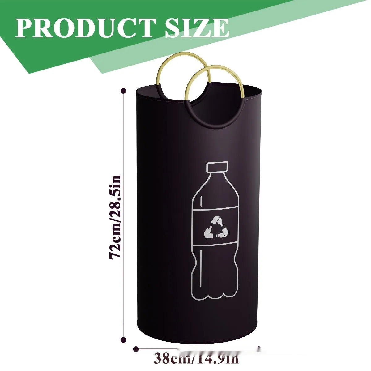 Round portable plastic trash can for outdoor and office use, 38cm wide, 72cm high.