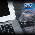 Black plastic waterproof USB flash drive for car mounting with capacity options 32GB 64GB 256GB