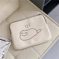 Embroidered animal tablet protective sleeve bag with zipper closure in nylon fabric