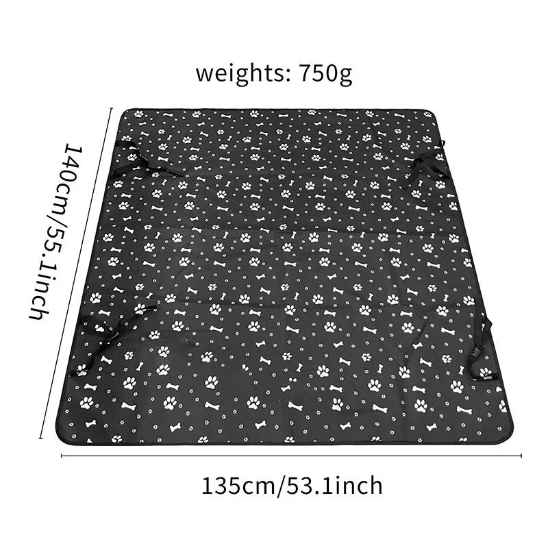 Car rear seat pet mat with water resistant isolation padding in dog bone print design