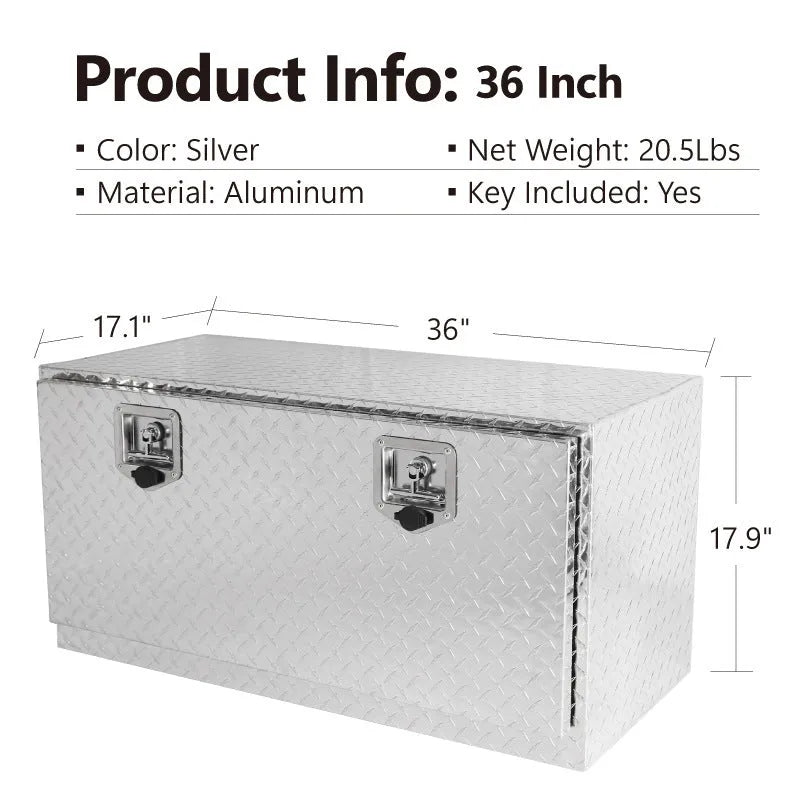 Black aluminium alloy 26-inch toolbox with T-casting construction for workshop tool storage