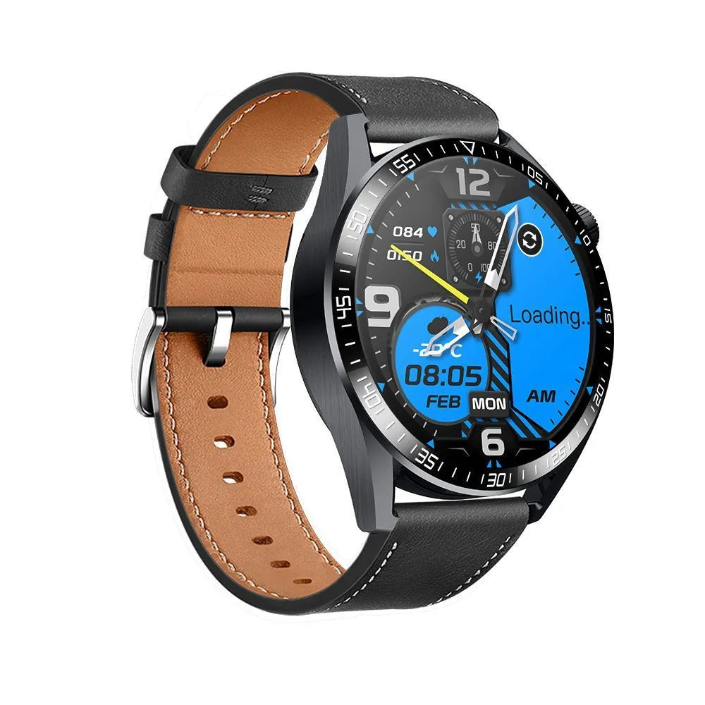 GS3 Max smartwatch with black silicone strap on a wrist, showing its 1.35-inch IPS touchscreen display.