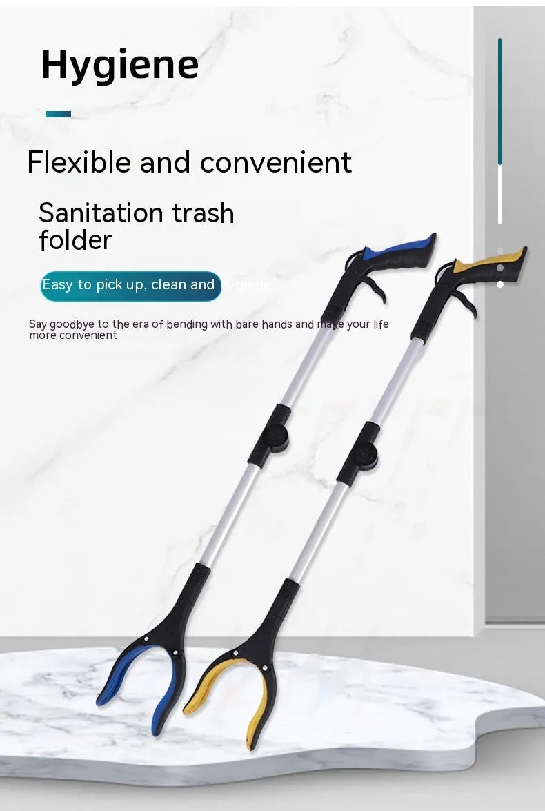 Foldable aluminium rubbish clamp with extended 80cm length and coloured handle