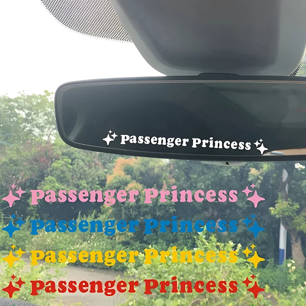 Passenger princess rearview mirror decorative sticker measuring 12.5cm in diameter with colour options including reflective finishes