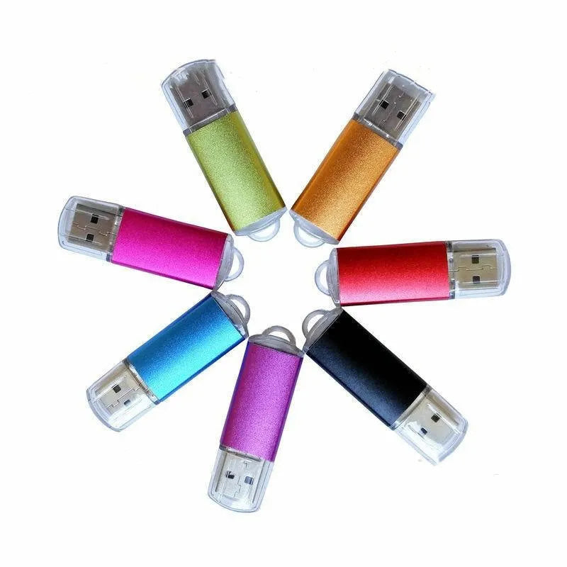 USB software encryption dongle with metal shell in multiple colour options on a white background.