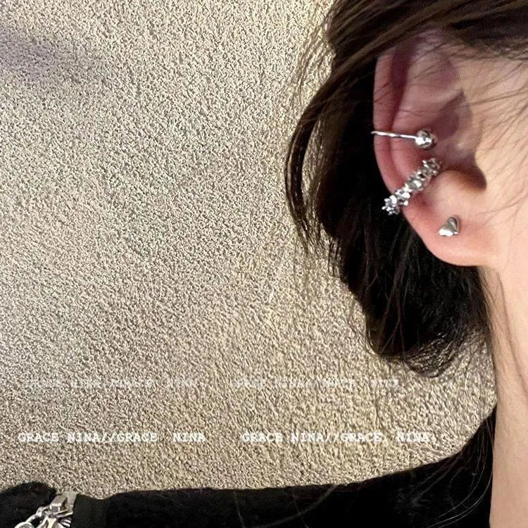 Women's geometric ear clip earrings with irregular shapes and frosty finish in alloy