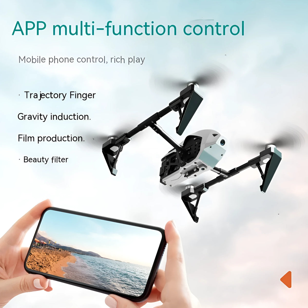KS66 white alloy UAV drone with remote control and accessories on grass