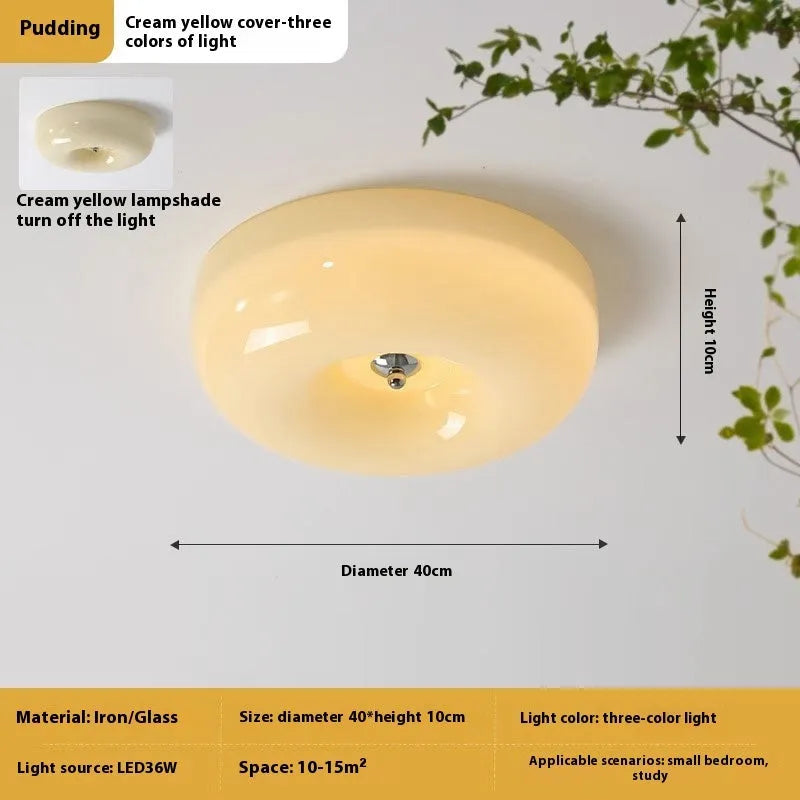 Cream style American design bedroom ceiling lamp with three-colour lighting in 30cm or 40cm diameter