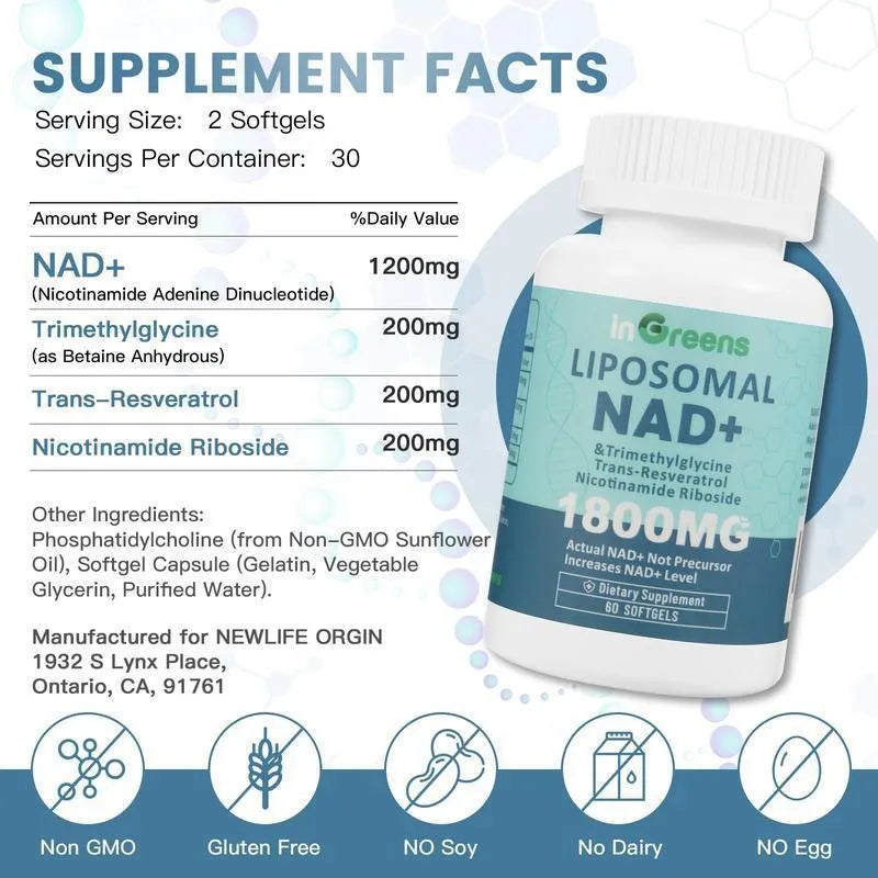 Bottle of Nicotinamide Mononucleotide NMN gel capsules dietary supplement.