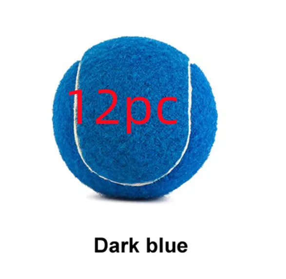 6.3cm bite-resistant rubber dog tennis ball in assorted colours including pink, blue, and green.