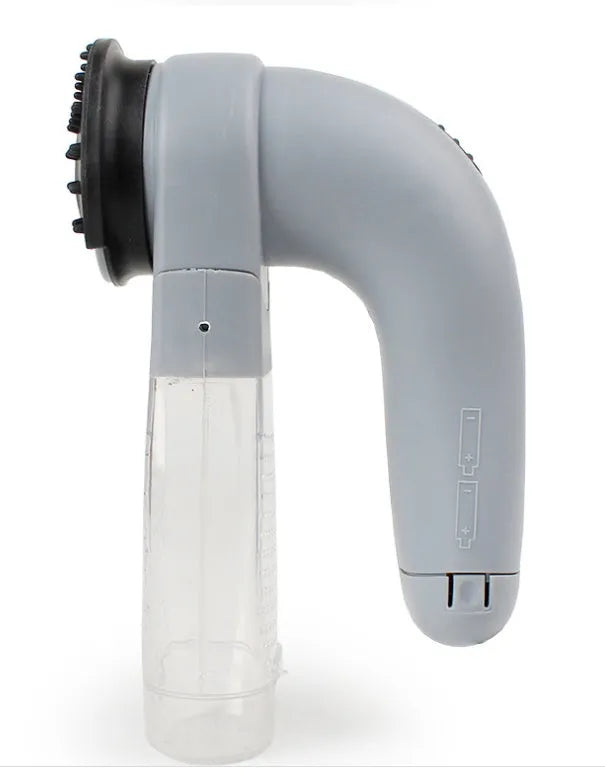 Grey portable pet hair vacuum cleaner with massage brush for dog and cat grooming