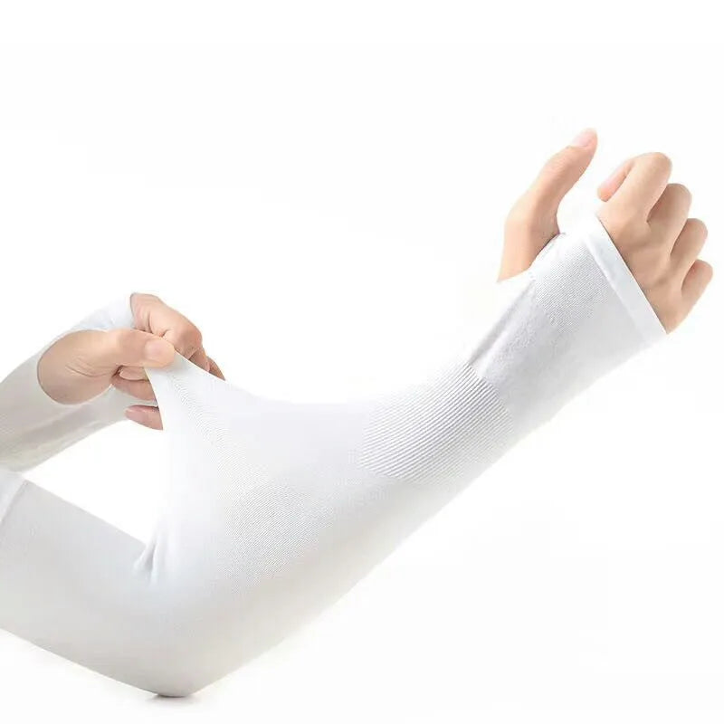 Open finger driving sun protection sleeves in white, pink, grey, black and blue colour options