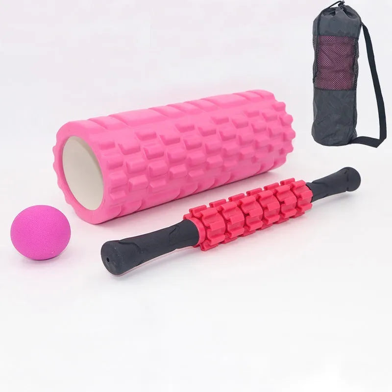 Black six-piece foam massage roller measuring 33cm length for fitness and health applications