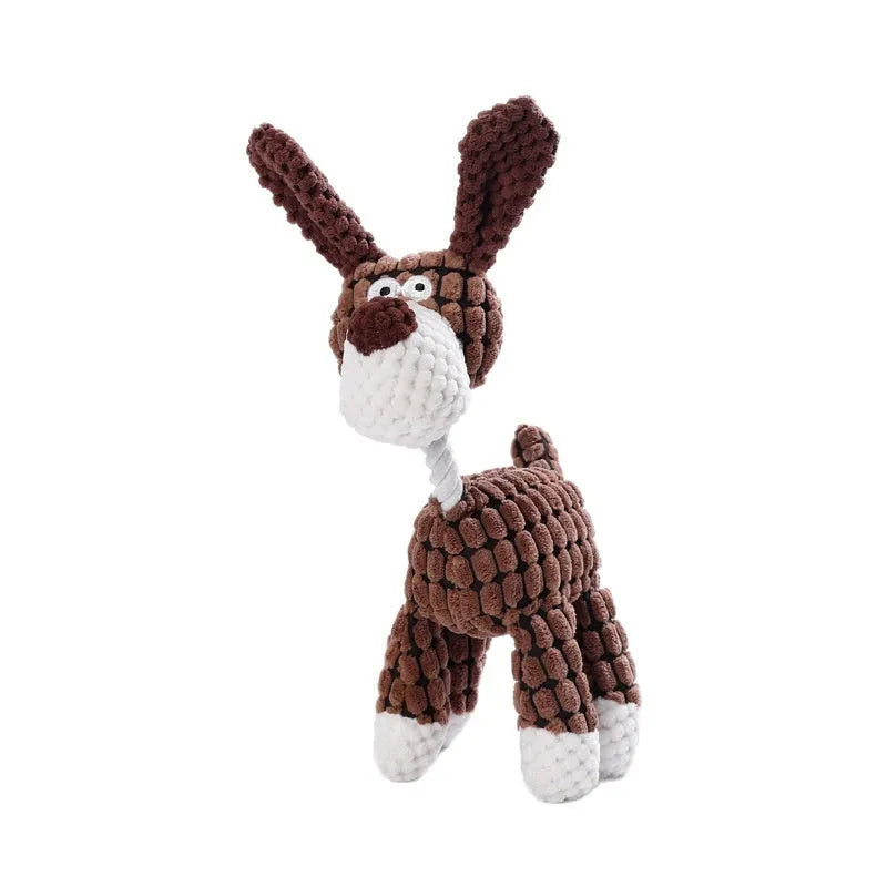 Plush bite-resistant dog toy in blue elephant style for puppies and chewers.