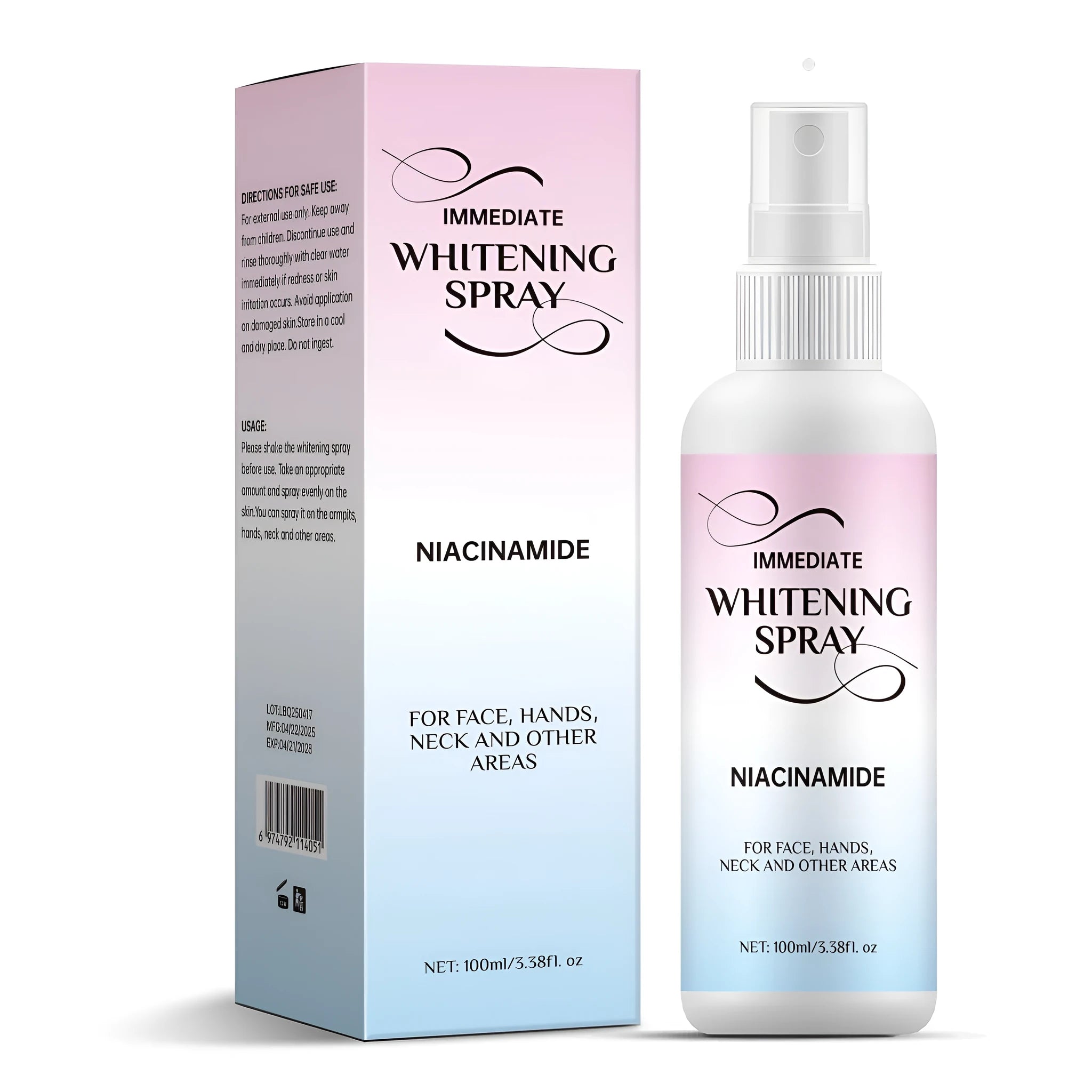 100ml whitening spray bottle with sweat-proof properties for makeup setting and skin brightening