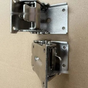 Furniture folding hinge with adjustable angle mechanism in various electroplated finishes including black bronze and nickel silver.