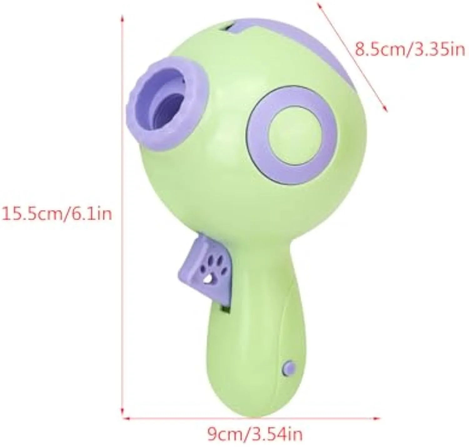 Green, orange or pink dog treat launcher toy for interactive feeding and training